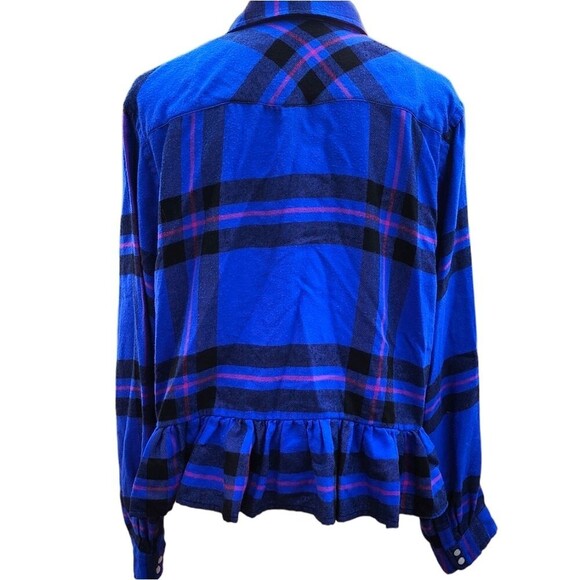 BDG Button-Down Peplum Flannel Top - Picture 11 of 16